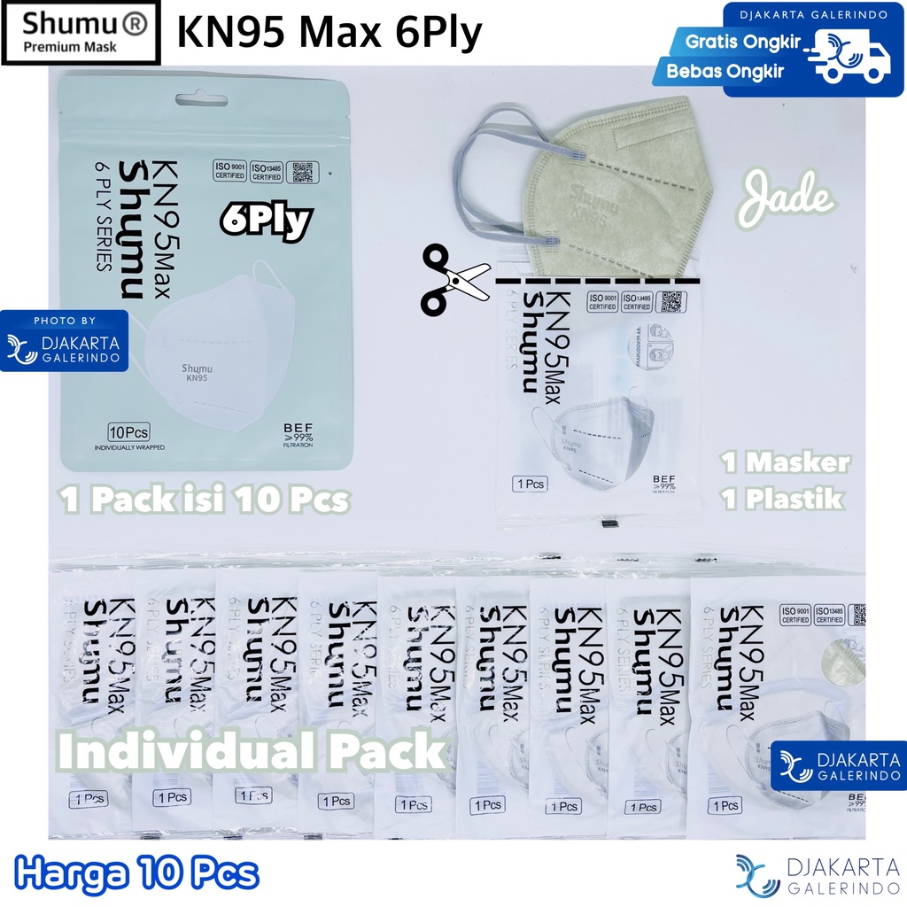 Masker SHUMU KN95 MAX 6Ply Individual Pack isi 10Pcs