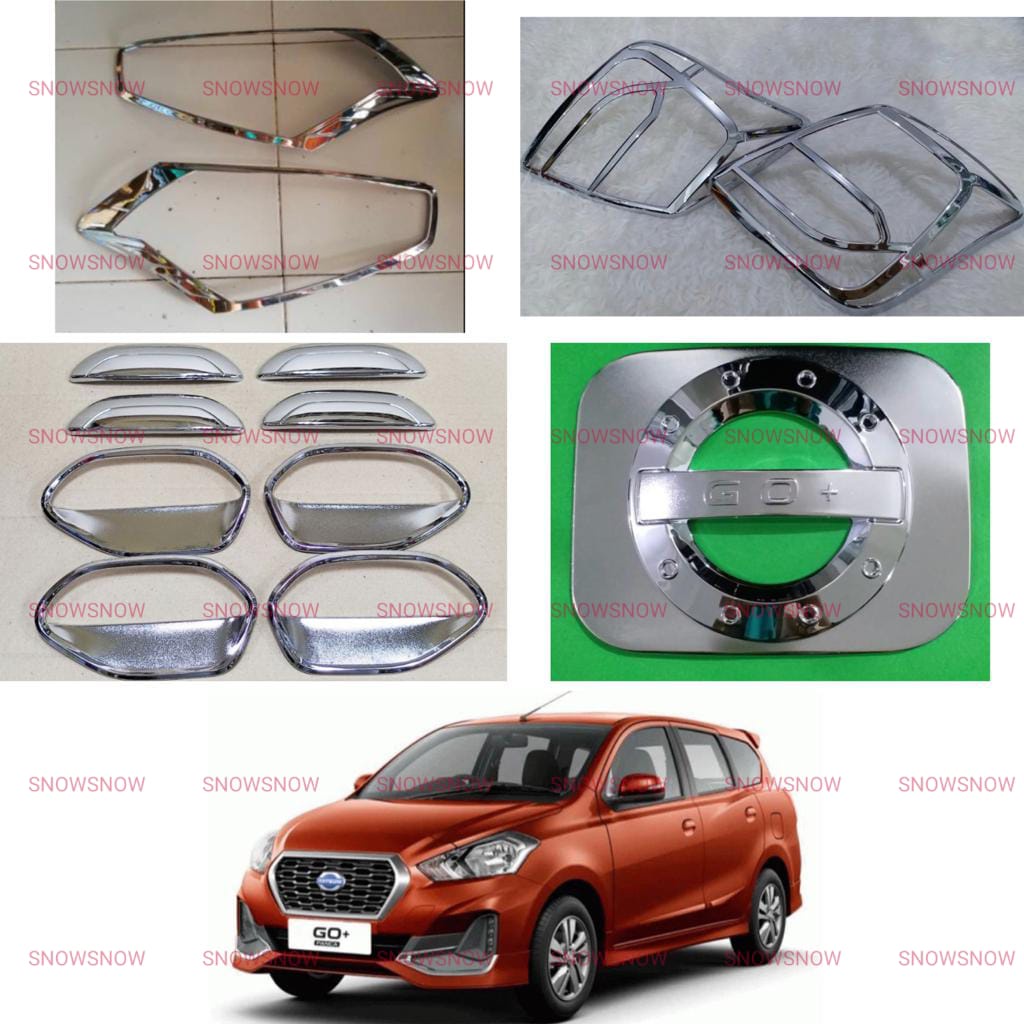 Paket Garnish Lampu Depan Belakang Outer Handle Tank Cover Datsun GO+ Exclusive Chrome