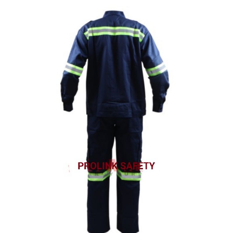 SETELAN BAJU SAFETY DONGKER NAVY SCOTLIGT HIJAU 5CM BERLOGO K3 BENDERA