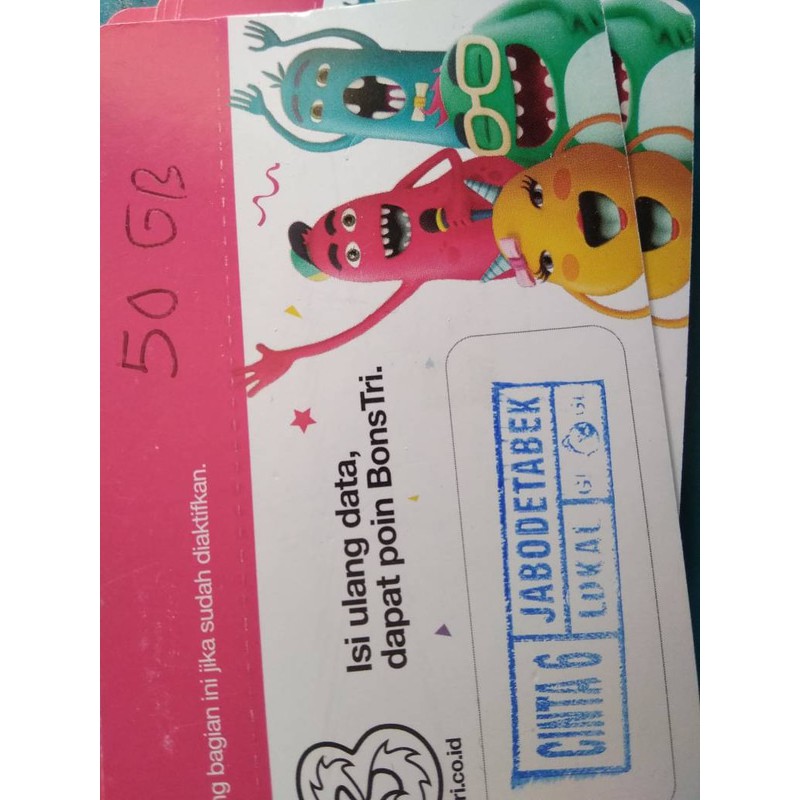 Voucher KIRIM CODE Thre 3 Tri Cinta 6 Total Kuota 50GB LOKAL INDONESIA 24 Jam ALL JARINGAN
