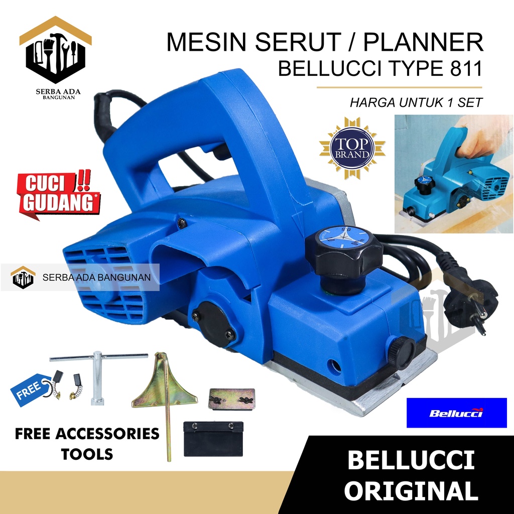 Mesin planer serut Bellucci 811 500 w kualitas bagus high quality Set komplit