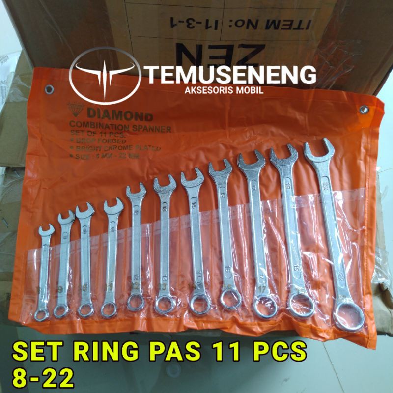 Murah Set Kunci Ring Pas 11 Pcs 8-22 Mm Merk Diamond Bengkel Mobil Motor Alat Bengkel Kunci Bengkel-