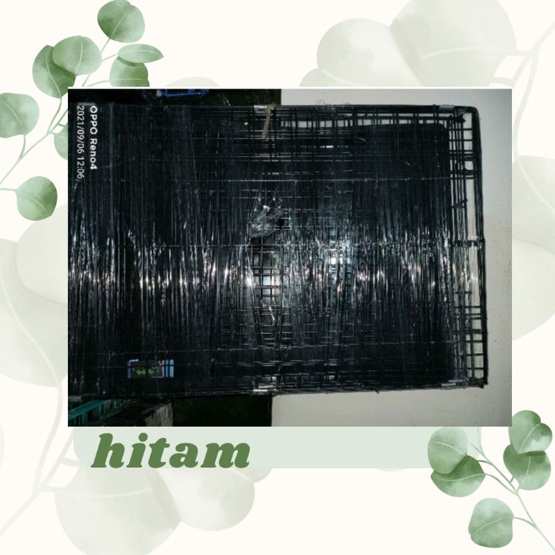 KANDANG KUCING ANJING KELINCI MUSANG BESI LIPAT TINGKAT 1 UKURAN 60X45X55 Size L-60 CM Hitam