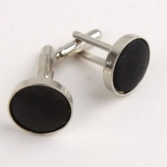 Cufflink Round Black Fabric Cufflink