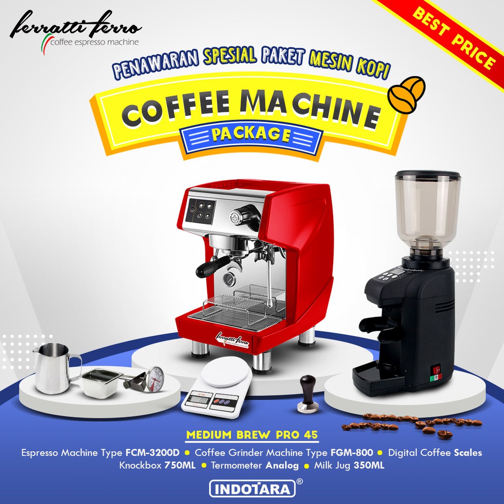 Paket mesin kopi Espresso Medium Brew Pro 43 - 44 - 45