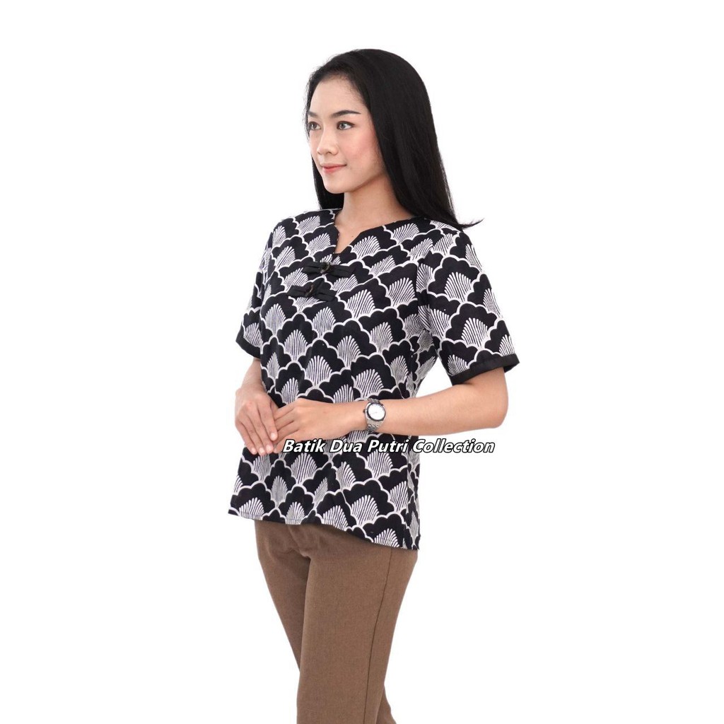 Atasan Batik Wanita Blouse Batik Lengan 7/8 dan Lengan Pendek Bahan Katun Sisik Iwak By Batik Dua Putri Collection