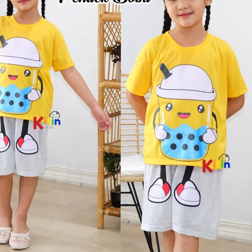 SETELAN BAJU MAIN DAN HARIAN ANAK CEWEK COWOK/PEREMPUAN LELAKI 2-8 TAHUN MINION SPONGEBOB UPIN IPIN 