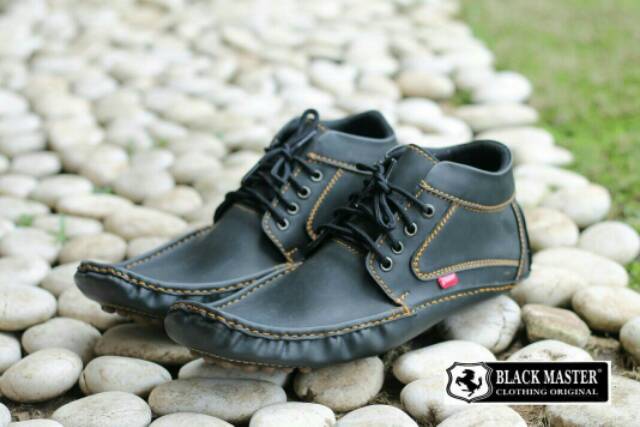 SEPATU SEMI BOOT  KULIT ASLI BLACKMASTER