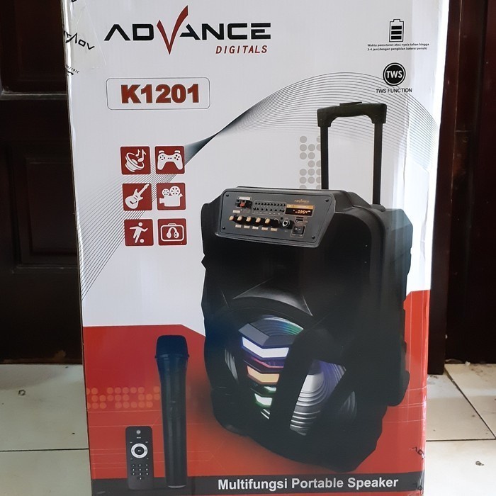 Advance K1201N  Speaker Bluetooth Portable 12Inch Doble Mic Wireless