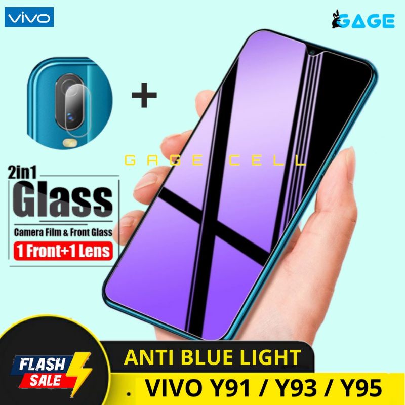 2in1 TEMPERED GLASS ANTI BLUE LIGHT VIVO Y91 Y93 Y95 FULL LAYAR KAMERA SCREEN PROTECTOR