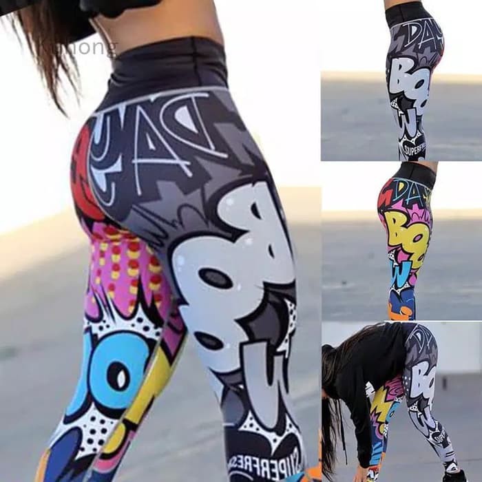 TBI Import 3D High Waist Sport Legging Printed Bow Pants Yoga Running