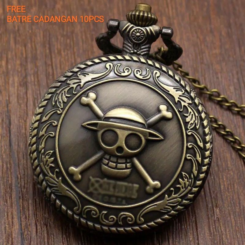 JAM ONE PIECE PETA BAJAK LAUT MONKEY D LUFFY MUGIWARA KADO ULTAH ULANG TAHUN HADIAH KALUNG SAKU