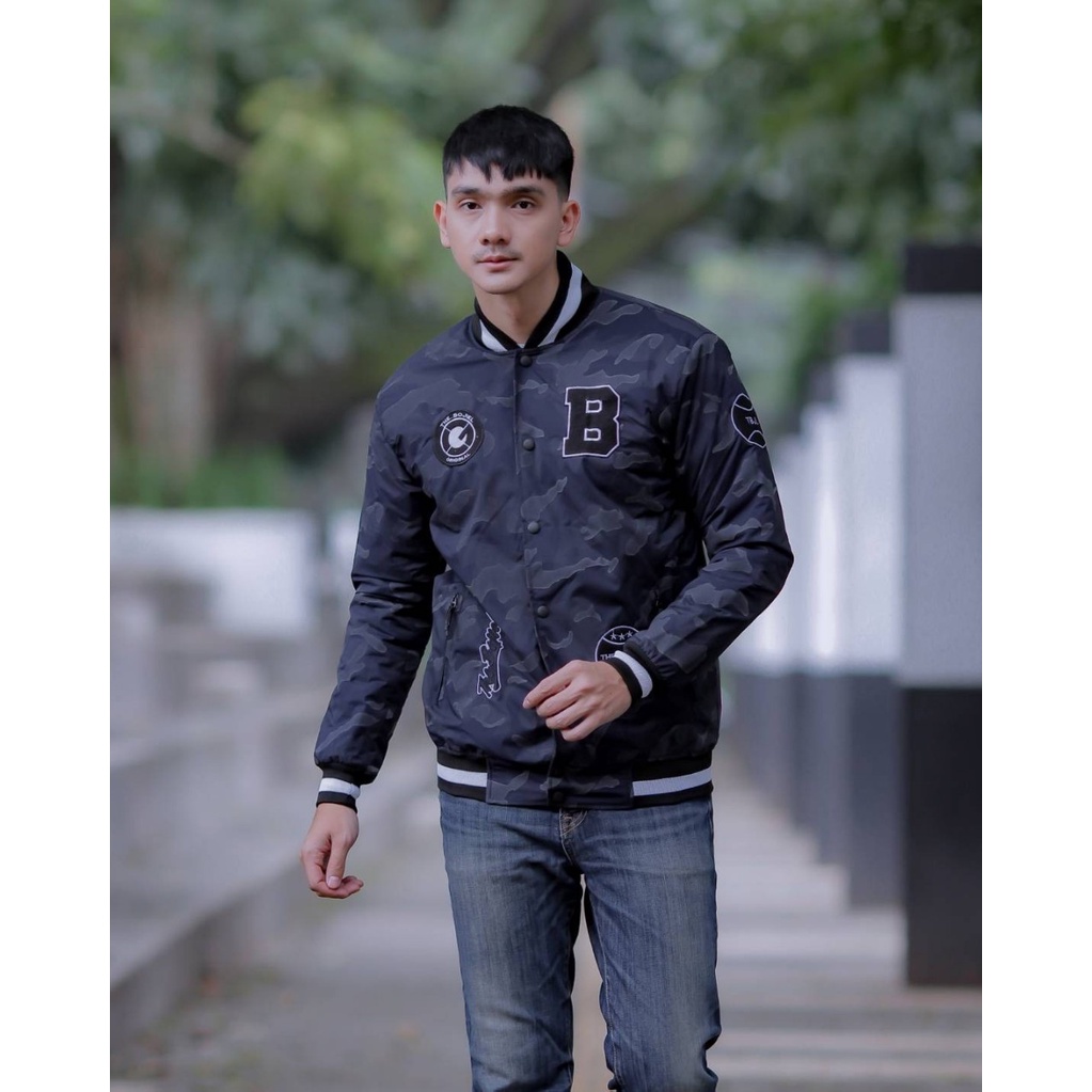 Jaket Baseball Varsity Loreng Navy Pria/Jaket Baseball Parasut/Jaket Varsity Pria/Jaket Parasut Cowo