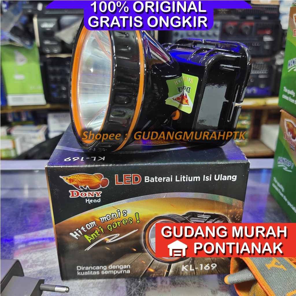 Senter Kepala DONY KL-169 ANTI GORES HITAM MANIS head lamp