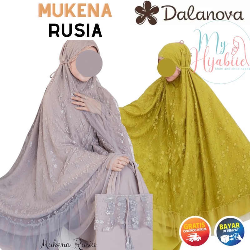 Mukena Rusia Dalanova Original Dewasa - Pakaian Sholat Tas Cantik Nyaman Mewah Ringan