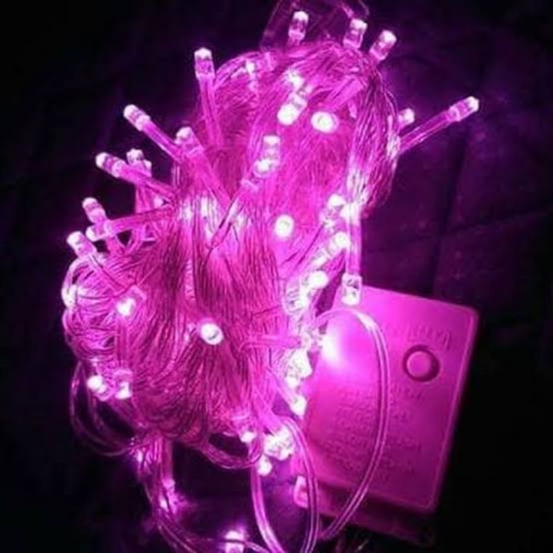 Lampu Tumblr Rainbow 10 meter / Lampu Hias Kamar 10 m / Lampu Natal Hias Pelangi Lampu Kawat Boba 1 Meter-Pink 10 meter