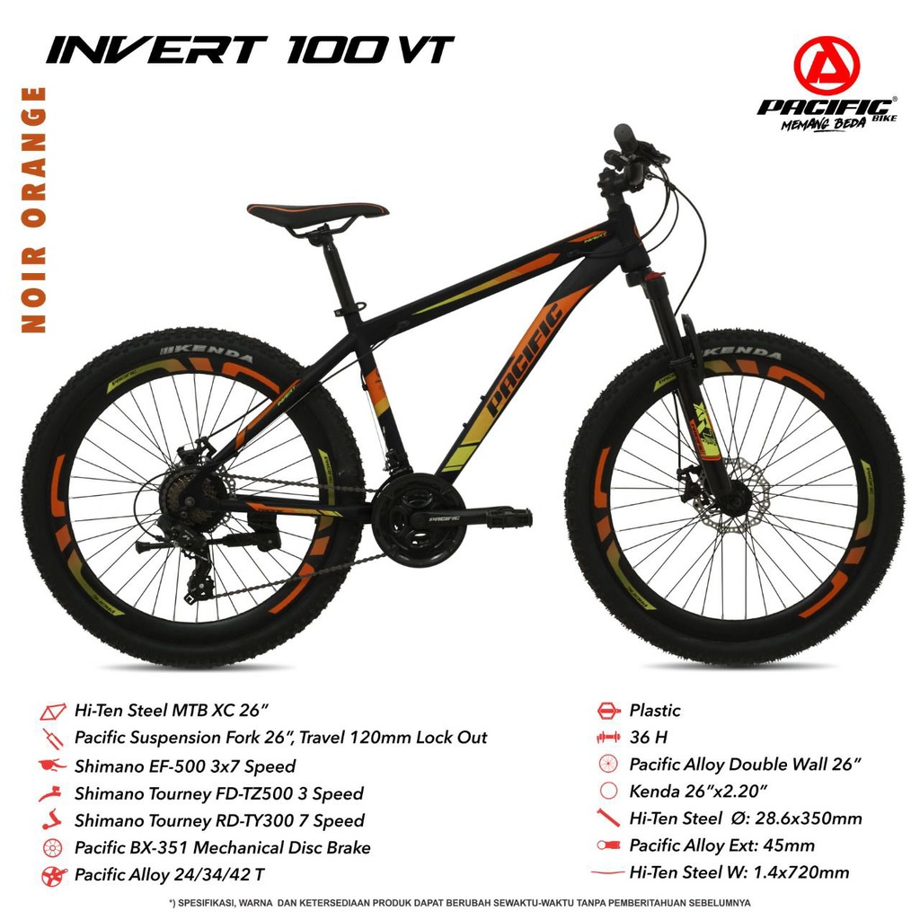Sepeda MTB 26 Inch Pacific Invert 100 Velg Tinggi