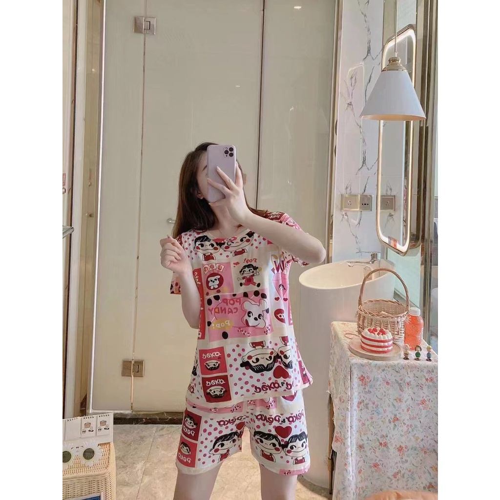 PIYAMA BAJU TIDUR WANITA CP PP IMPORT SANTAI BAHAN KAOS SPANDEKS-3