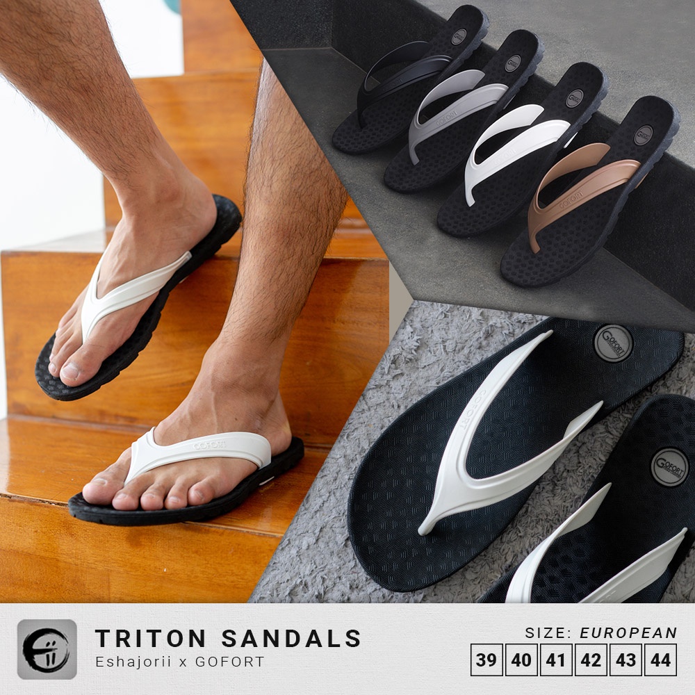 GOFORT - Sandal Jepit Pria Full Karet Branded Terbaik Kekinian TRITON