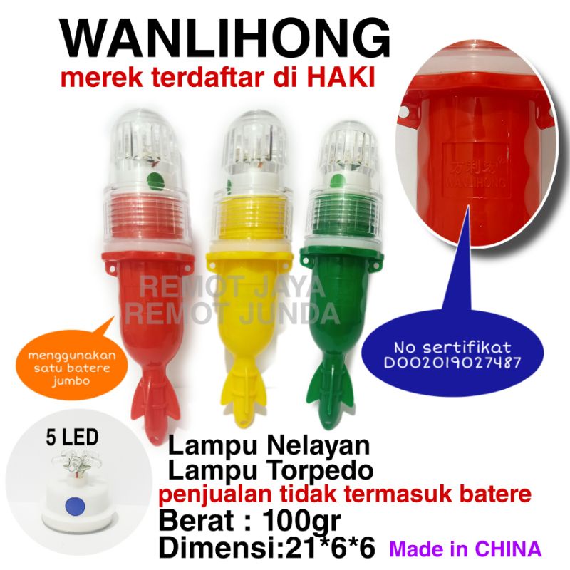 LAMPU NELAYAN FISNET SIGHT TORPEDO 5 LED 1 WARNA LAMPU KEDIP2 LAMPU JARING