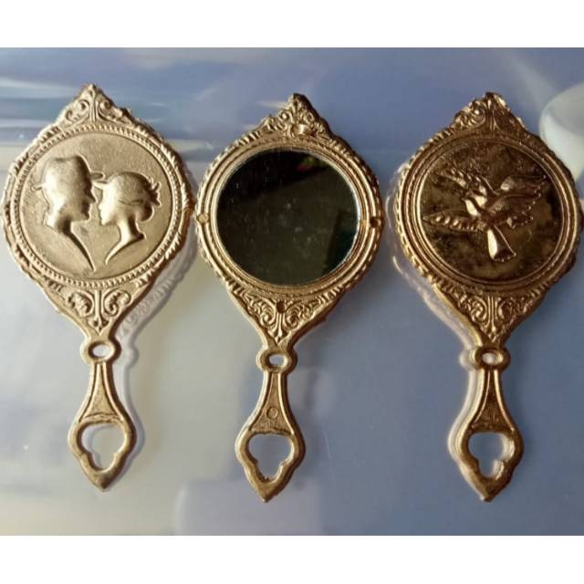 KACA BULAT EMAS souvenir pernikahan khitanan ulang tahun murah unik lucu cermin