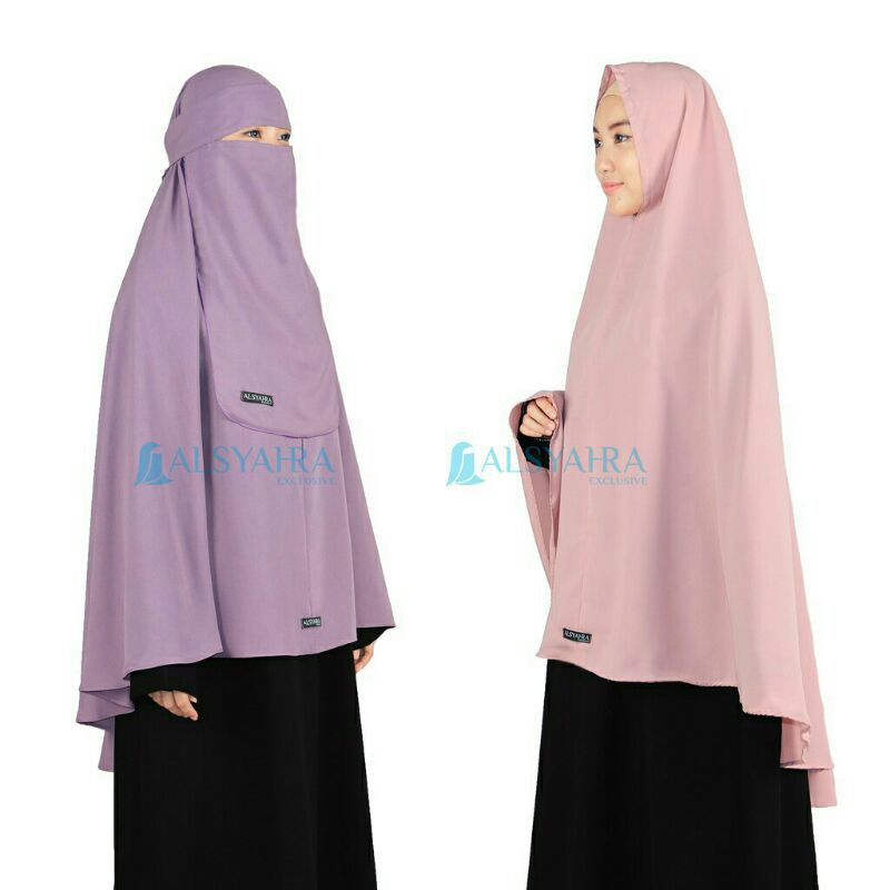 Alsyahra Exclusive Set Khimar Non Pet Bonus Niqab Bandana Wolfis