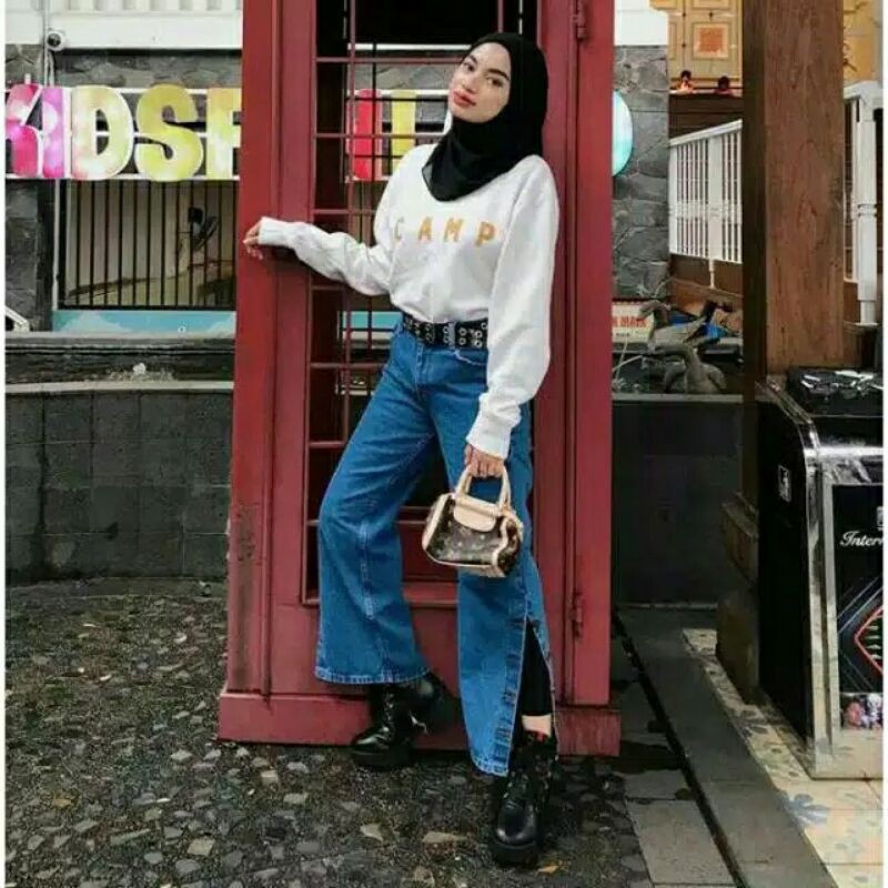 Banny kulot jeans premium kulot kancing samping