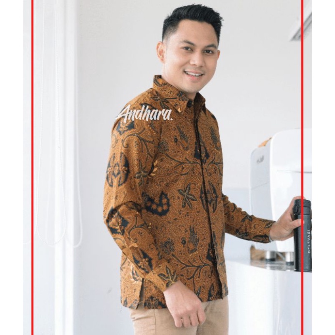 Kemeja Batik Pria Lengan Panjang Kasual Slimfit Premium Jumbo Modern WAHYU SOGAN1