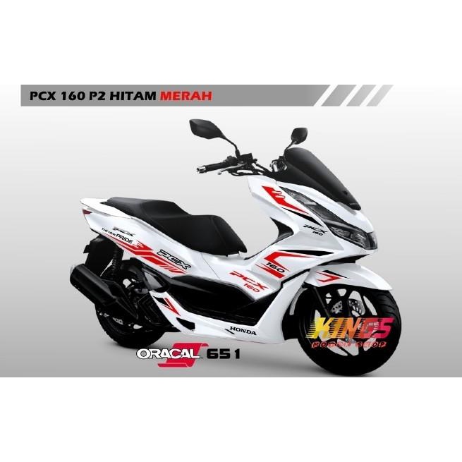 Cutting Sticker Decal Cutting Stripping Honda New PCX160 PCX 160 Putih kings-m0 Diminati Banget