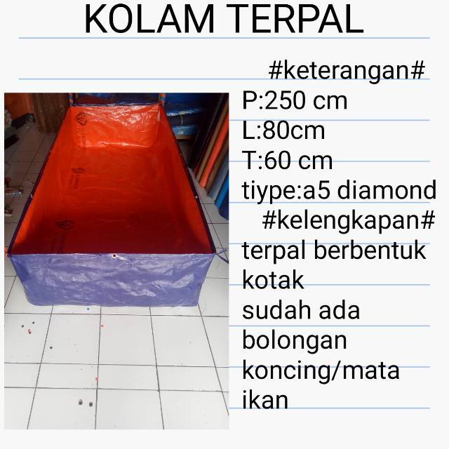 TERPAL KOLAM IKAN KOLAM LELE KOLAM MINI BAK AIR KOLAM CUPANG Uk P:250cm L:80cm T:60cm tipe a5korea