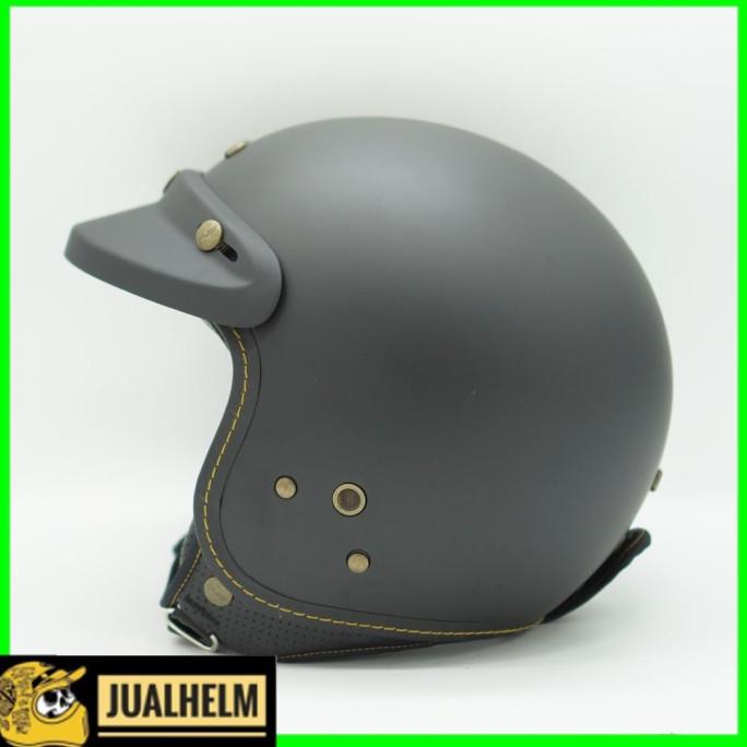 Helm Njs Nr80 Solid Black Glossy - (Retro/Classic/Klasik/Vespa)