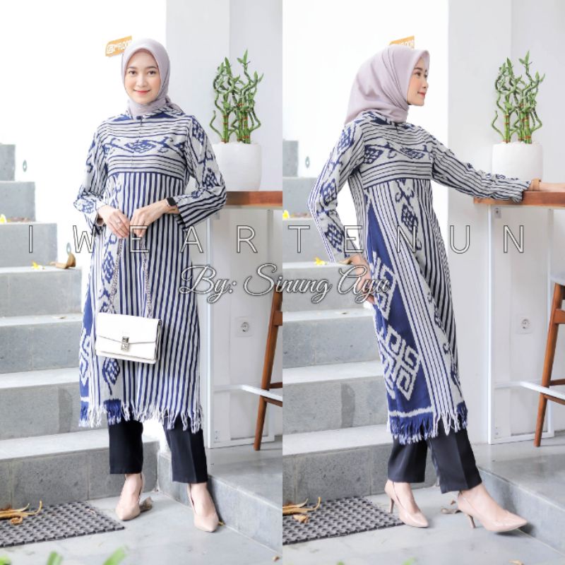 Dress Tenun Ikat Lurik Jepara Silver | Dress Wanita Etnik Premium Elegan