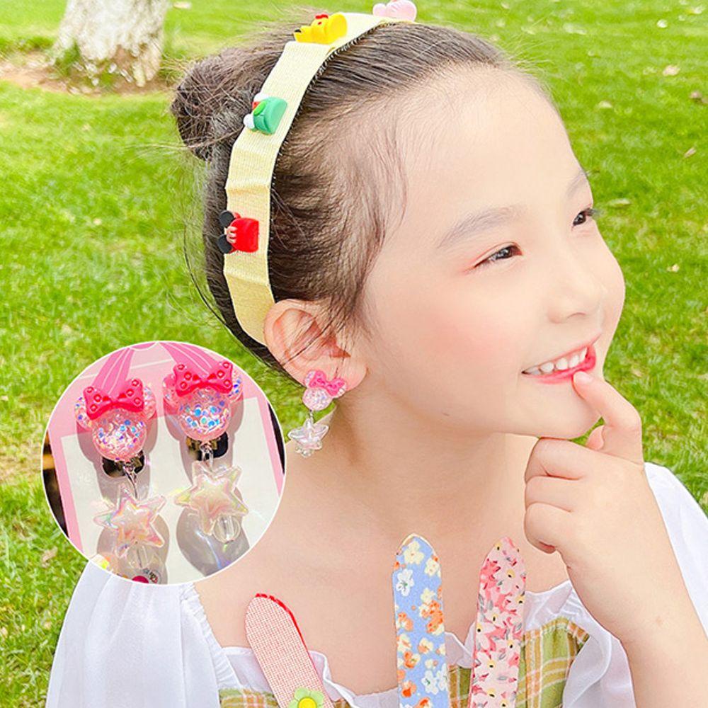 [Elegan] Klip Telinga Anak Lucu Untuk Perempuan Strawberry Bear Cartilage Clip Rumbai Kelinci Clip On Earrings