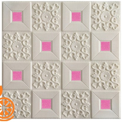 [BAYAR DITEMPAT] - TERLARIS! Wallpaper 3D Modern Wood Foam Batik BRICKFOAM BATIK PLAFON WALLPAPER MU-BTK003 PINK