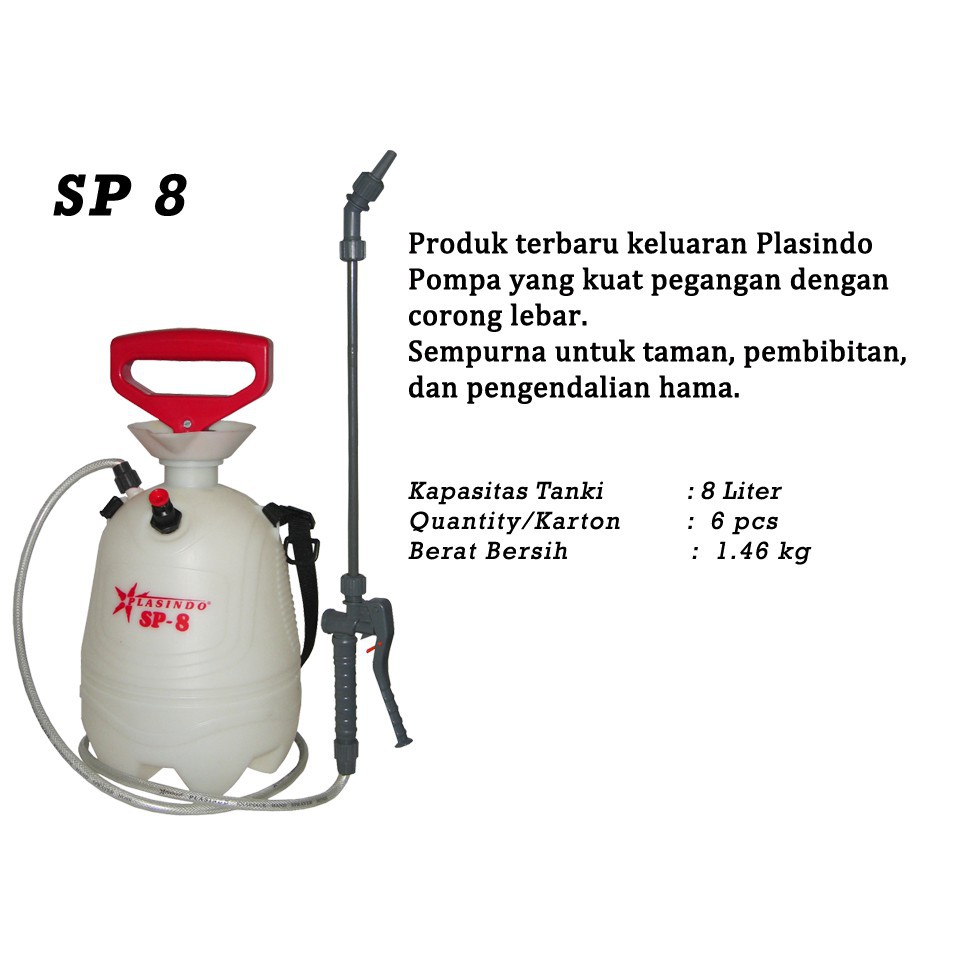 PLASINDO SP-8 Pressure Sprayer 8 Liter - Alat Semprot Tanaman Hama