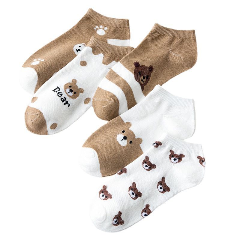 [littlecrab] Kaos Kaki Beruang Coklat Cute Women Socks Import Kaos Kaki Berkualitas Brown Bear Kaos Kaki Lucu Korean Style
