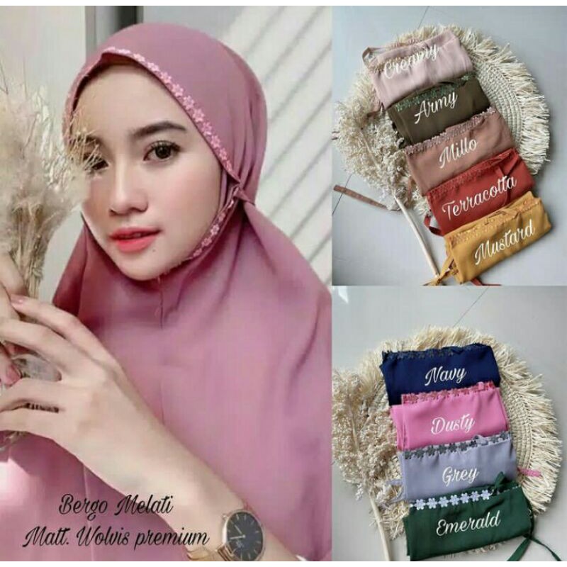 Hijab Instant Renda Melati / Hijab Bergo Daily / Jilbab Instan / Kerudung Instan / Jilbab Bergo