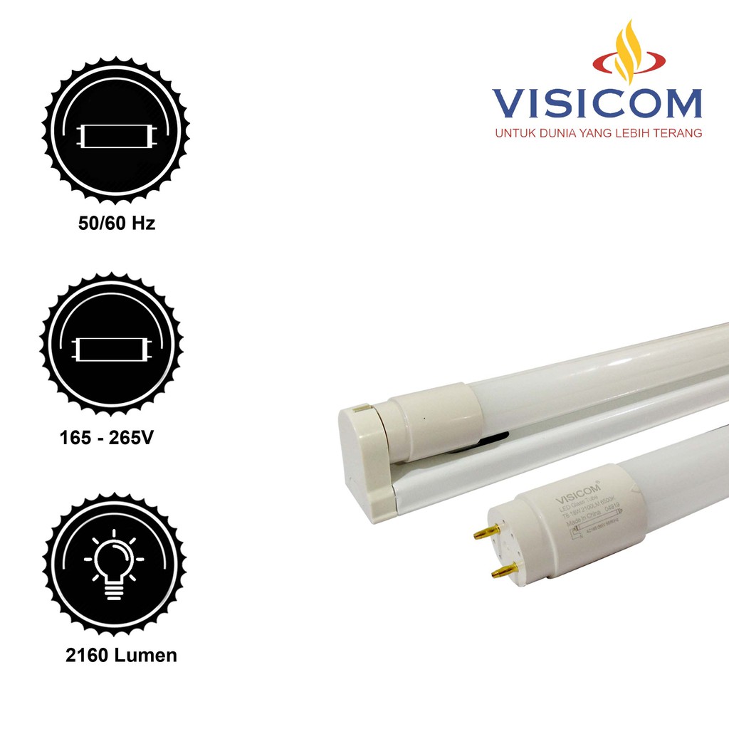 VISICOM Lampu TL LED T8 18 Watt + Balak Visicom Smart 120 cm High Lumen Cahaya Putih
