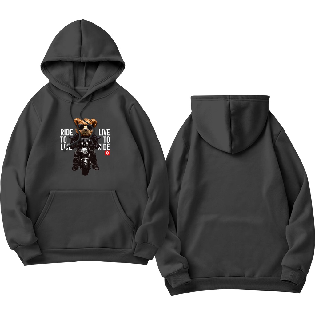 BRIGO Jumper Hoodie Beruang RiderII Sweater Hoodie BRIGO Sablon DTF Fleece Cotton II SIZE M-XXL (Pria &amp; Wanita) Free stiker&amp;Gantungan Kunci