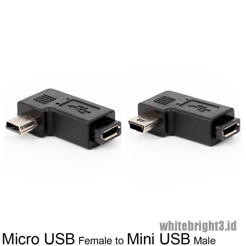 &lt; White3 &gt; Adaptor Converter USB Type A Male Ke Micro USB Female Siku Kanan 90 Derajat