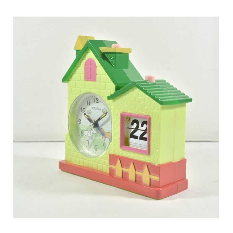 Jam Meja Anak Kalender Alarm Desk Clock Bentuk Rumah Free Baterai 2703