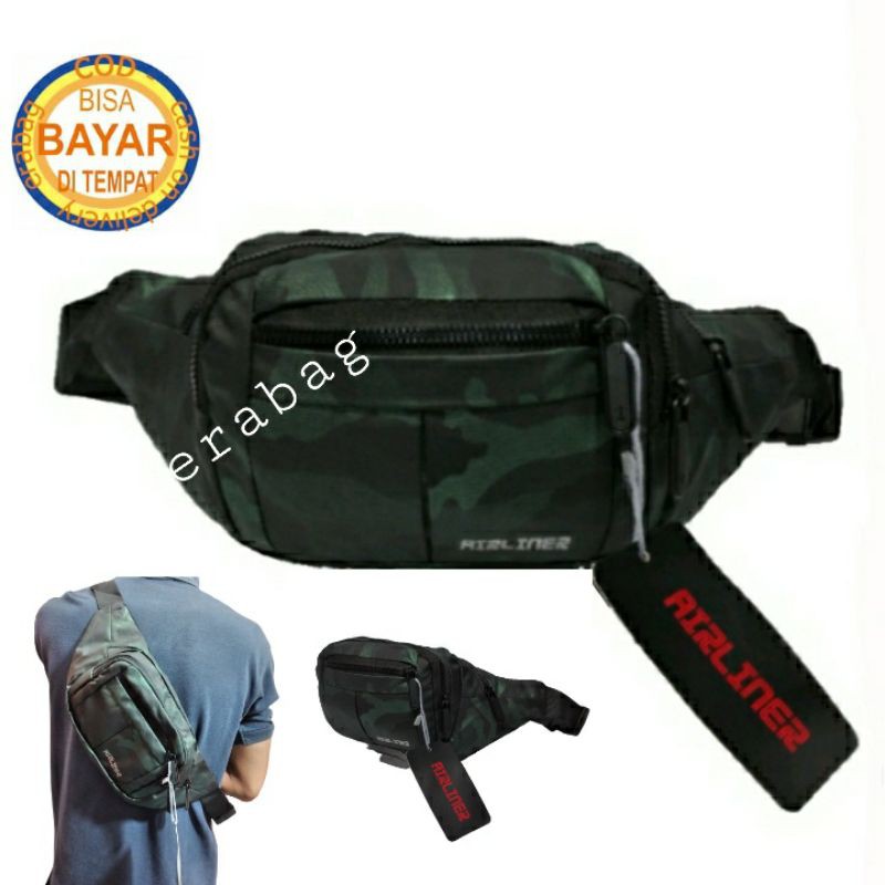 Tas Waistbag AIRLINER Selempang Pinggang Army Import  19009 Power