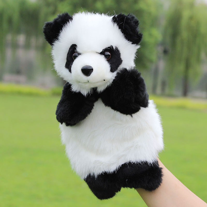 CRE  Panda Hand Puppet Baby Kids Plush Doll Educational Toys Preschool Kindergarten