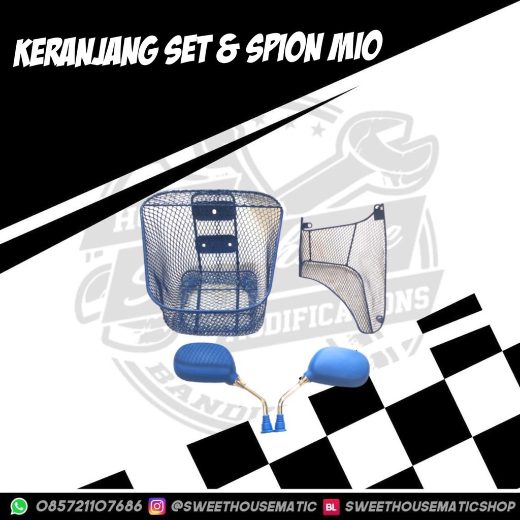 Keranjang dan spion mio warna biru