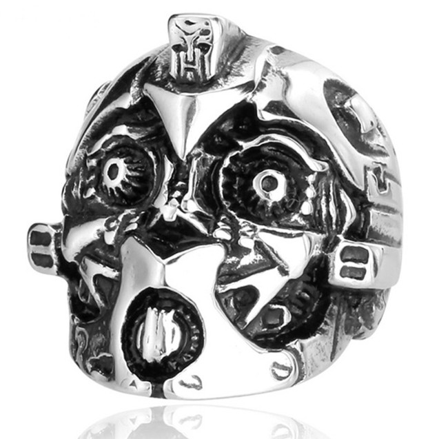 SEUSUK Cincin Fashion Vintage Punk Bentuk Robot Transformer untuk Hadiah Pria/Pernikahan