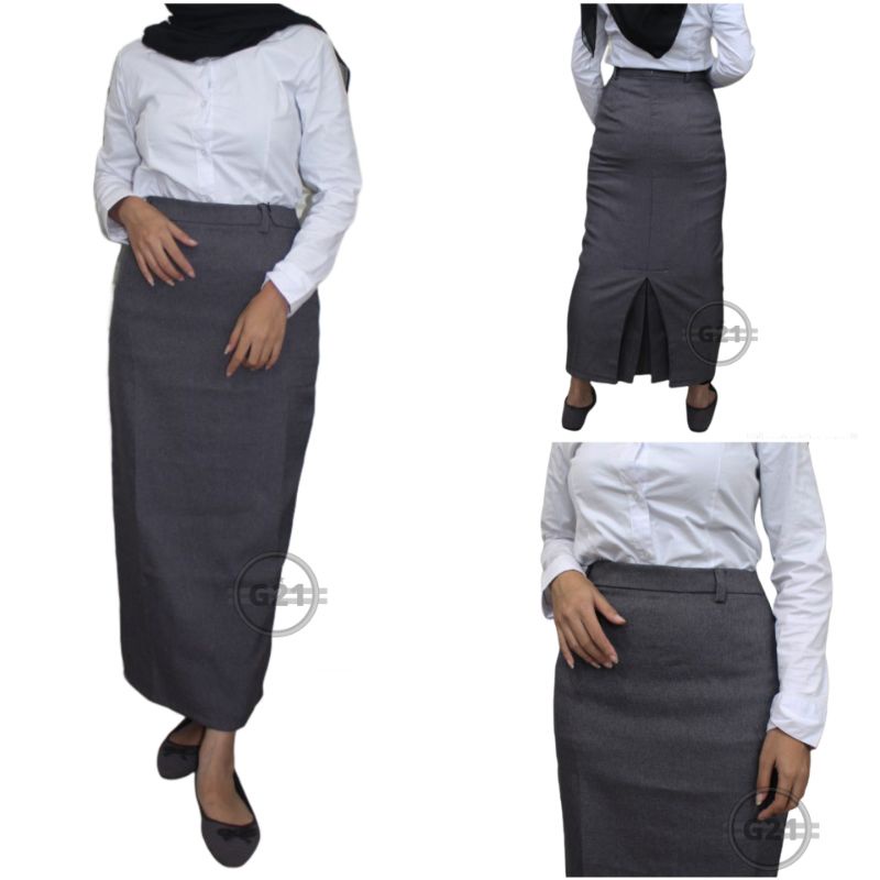 Rok Kerja Kantor Panjang Span Hitam Polos Wanita Bahan Dasar Formal Ukuran Standar dan Jumbo Rok Skirt Hitam Span Panjang Kantor Formal Wanita Model Biron Belah Belakang Tertutup