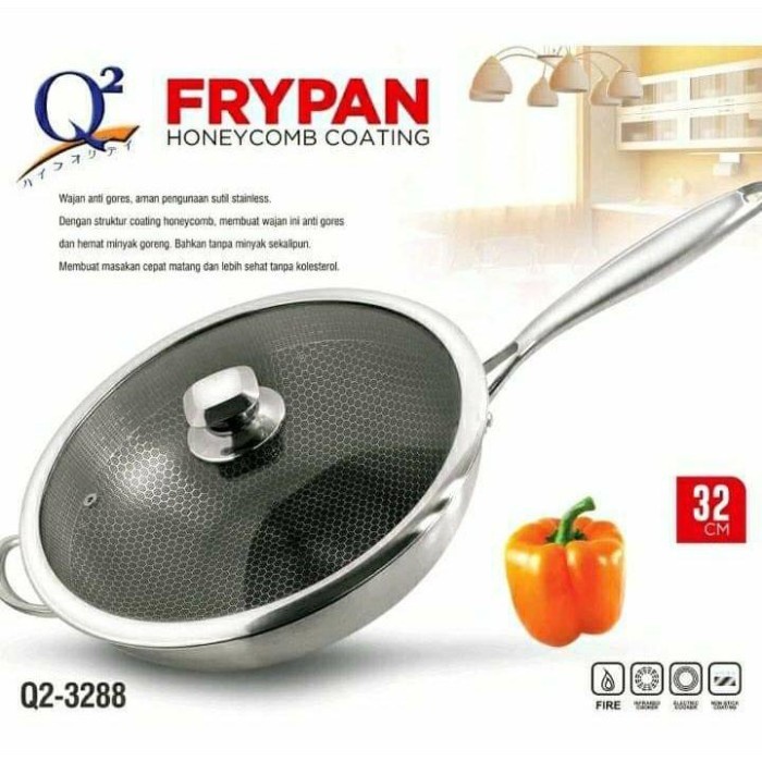 FM - Panci Wajan Goreng Anti Lengket 32 cm Honeycomb Wok - 3288 / set anti Lengket Serbaguna