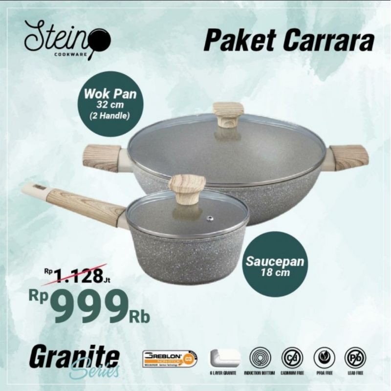 Stein Cookware Paket Carrara Granite by Steincookware