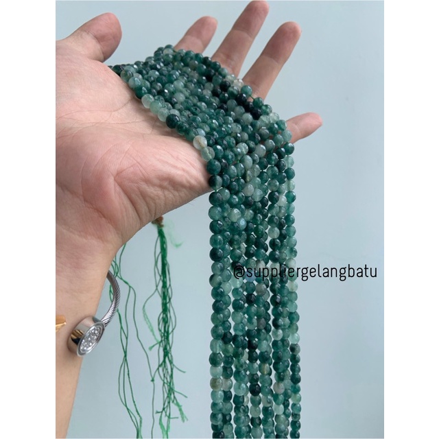 batu GIOK CINA CUTTING 6mm FACETED UKIR bahan gelang kalung green kerajinan tangan craft bali etnik vintage manik batu alam asli