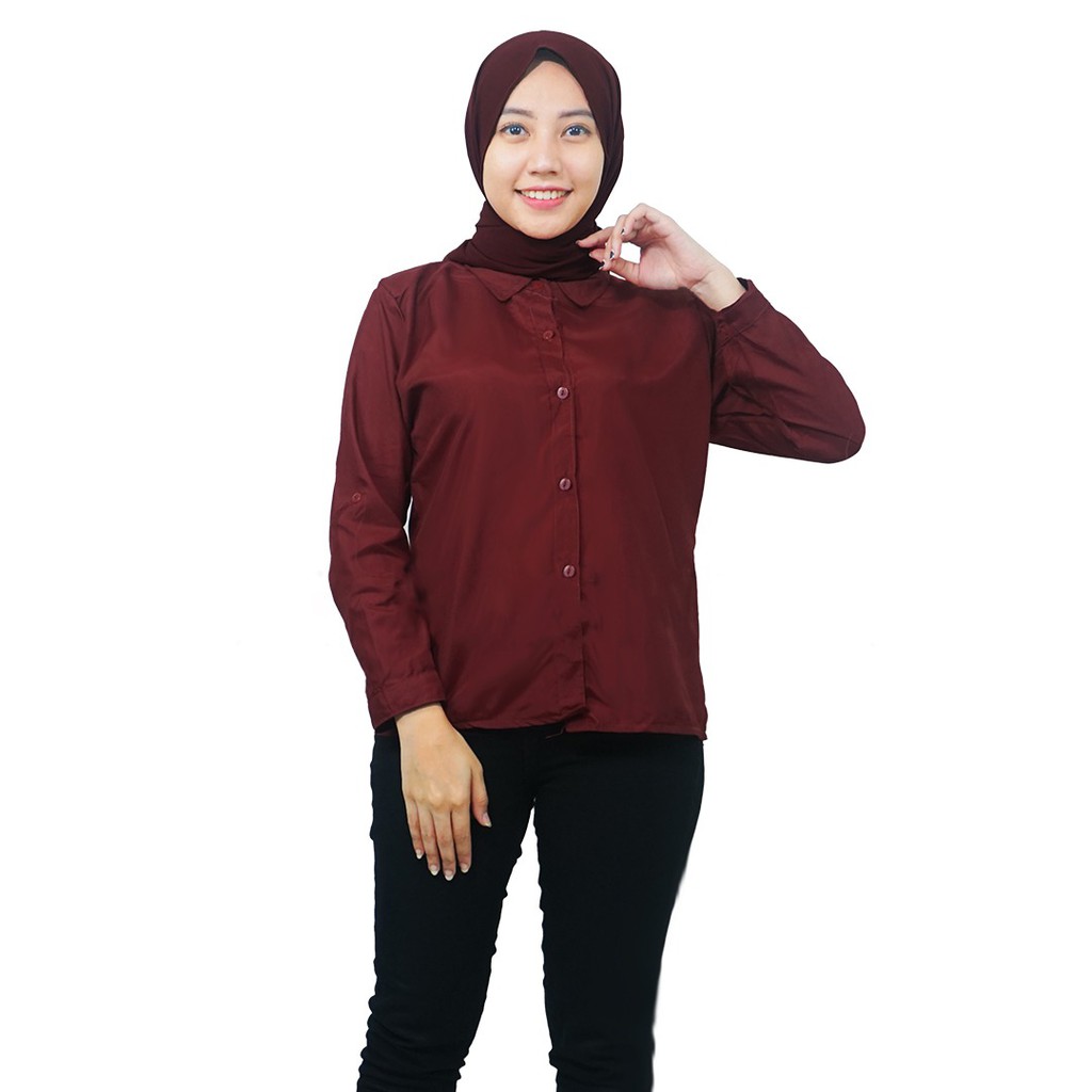 RD FASHION - KEMEJA DIAN/ KEMEJA  LUMINA BASIC / COMFY SKOLDER / KEM BASIC / KEMEJA POLOS-MAROON